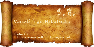 Varsányi Nikoletta névjegykártya